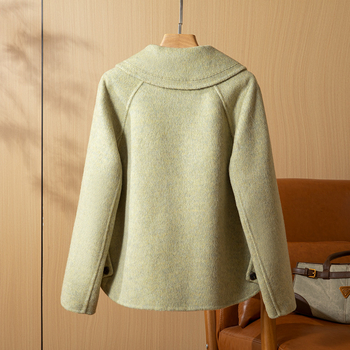 Ženski obostrani kaput od kašmira i vune, jednofarban, srednje debljine, standardne duljine, dugi rukavi