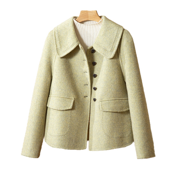 Ženski obostrani kaput od kašmira i vune, jednofarban, srednje debljine, standardne duljine, dugi rukavi