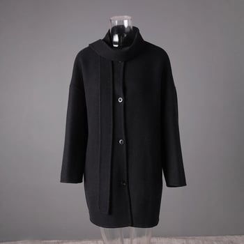 Dvojstranný vlnený kabát s golierom na šál, jar 2025, kašmír <30% / vlna 70-80%