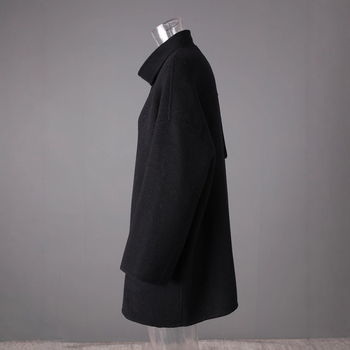 Dvojstranný vlnený kabát s golierom na šál, jar 2025, kašmír <30% / vlna 70-80%