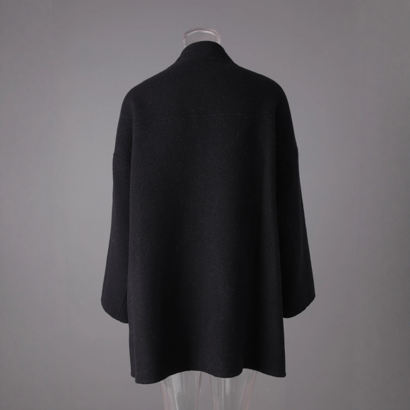 Dvojstranný vlnený kabát s golierom na šál, jar 2025, kašmír <30% / vlna 70-80%