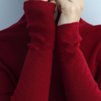 Πουλόβερ από κασμίρ, slim fit, με λαιμό μισού ύψους, μακριά μανίκια, χειμώνας 2024