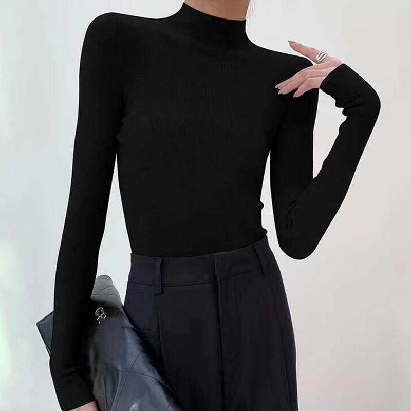 Πουλόβερ από κασμίρ, slim fit, με λαιμό μισού ύψους, μακριά μανίκια, χειμώνας 2024