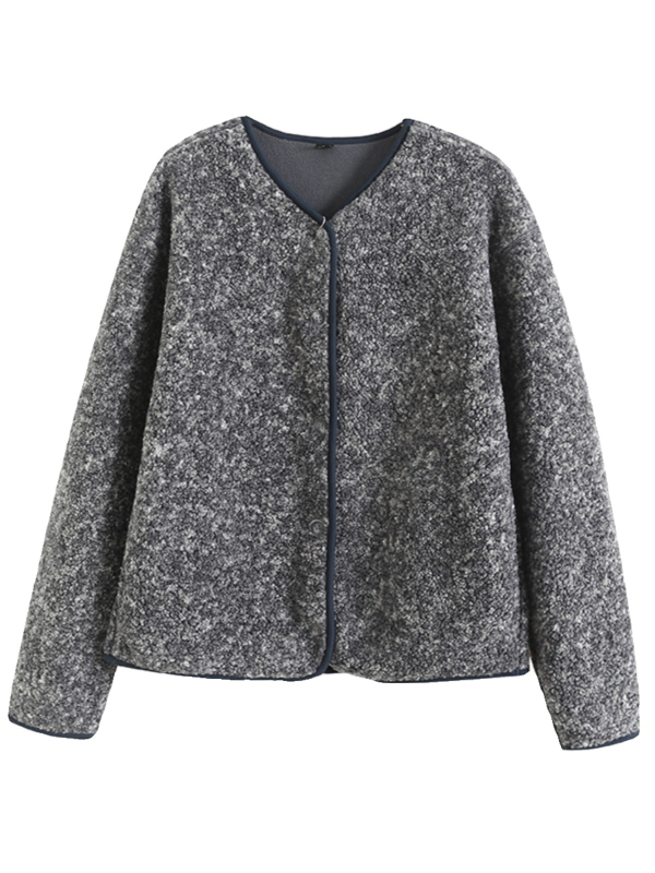 Kabát z polar fleece, voľný strih, golier polo, jednoradové zapínanie