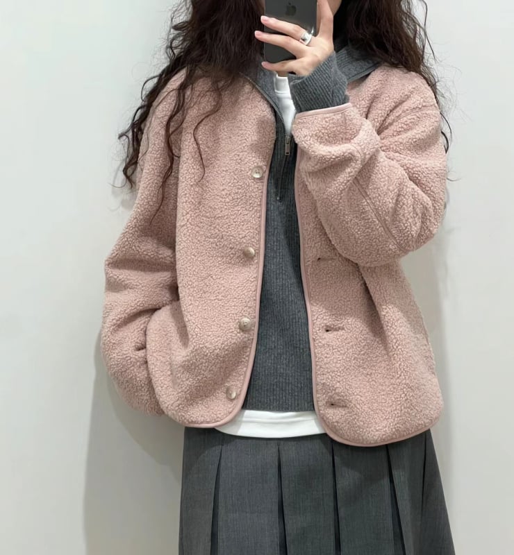 Kabát z polar fleece, voľný strih, golier polo, jednoradové zapínanie