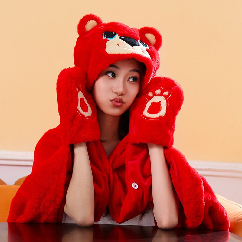 Одеяло с качулка и наметало – карикатурен модел, полиестер, печат, унисекс