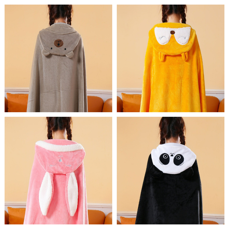 Одеяло с качулка и наметало – карикатурен модел, полиестер, печат, унисекс