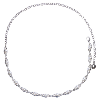 Perlasta kaiš s perlama i metalnim tijelom, unisex, širina 2 cm, jedna kopča za pojas, mogućnost prilagodbe