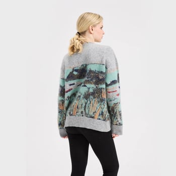 Džemper s color-block bojom od mohirа, okrugli izrez, kapuljača, dugi rukavi, otisak (Mohair pletenina; smjesa kemijskih vlakana; glavni materijal <30%)