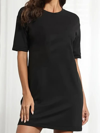Milk Silk T-shirt haljina, okrugli izrez, kratki rukavi, visokim strukom, slobodan kroj