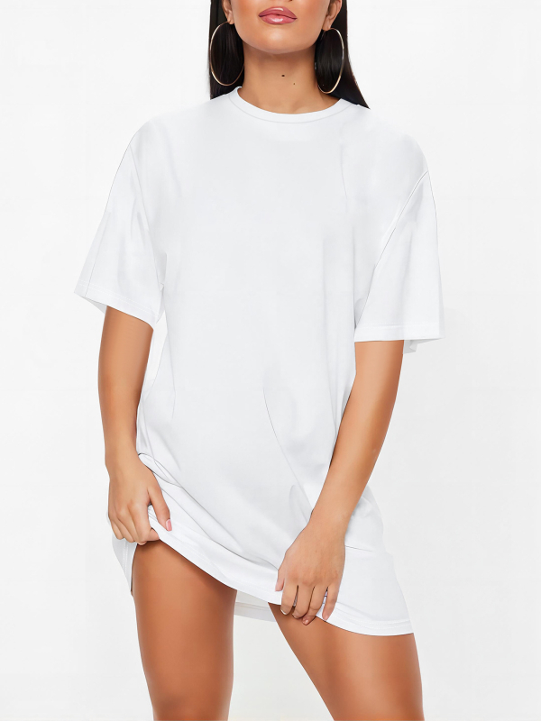 Milk Silk T-shirt haljina, okrugli izrez, kratki rukavi, visokim strukom, slobodan kroj