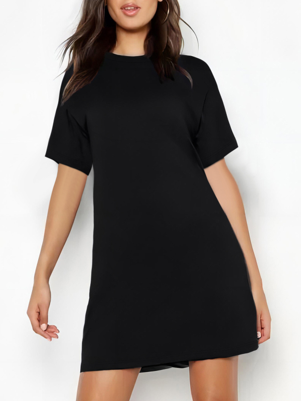 Milk Silk T-shirt haljina, okrugli izrez, kratki rukavi, visokim strukom, slobodan kroj