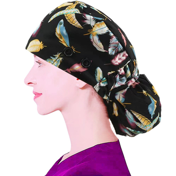 Pălărie plată din bumbac, țesătură twill, model cu flori, curea elastică pe spate, imprimare logo opțional