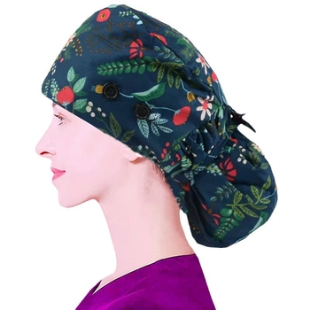 Pălărie plată din bumbac, țesătură twill, model cu flori, curea elastică pe spate, imprimare logo opțional