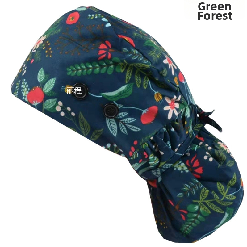 Pălărie plată din bumbac, țesătură twill, model cu flori, curea elastică pe spate, imprimare logo opțional