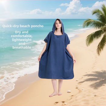 Mikrokiud rannas mantli kapuutsiga, töödeldud ja kohandatud, imav, kiiresti kuivav, kanga kaal 200–300 g/m²