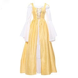 Középkori reneszánsz retró ruha, két részes szett, négyszögletes nyakú, derekat szorító fazon, hosszú ujjú, poliészter (80–90%)