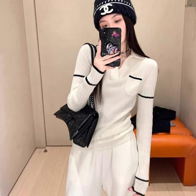 Džemper s polo ovratnikom, dugi rukavi, uski kroj, poliester materijal, japanski stil