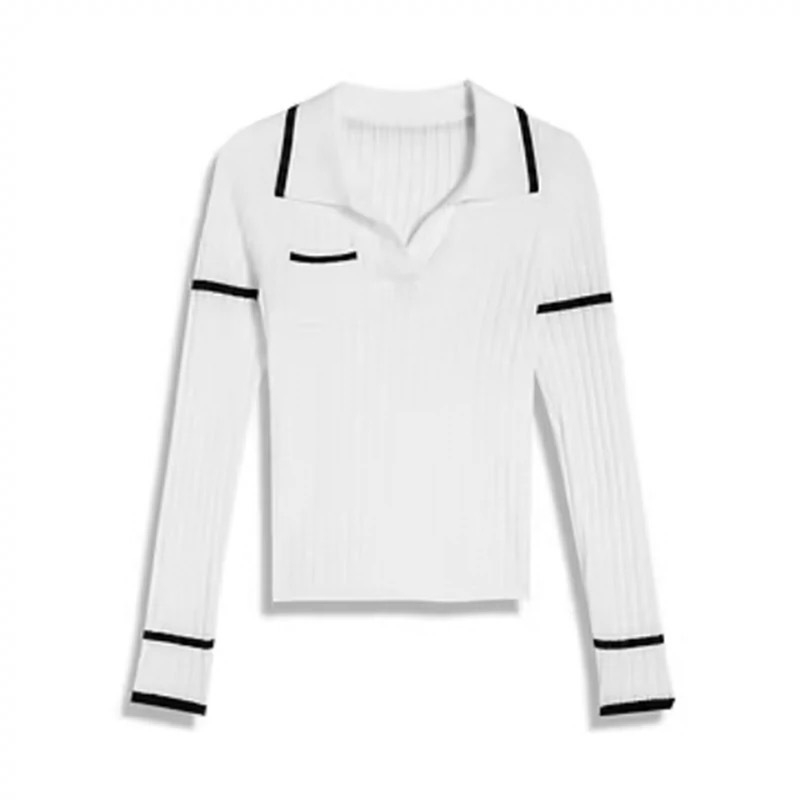 Džemper s polo ovratnikom, dugi rukavi, uski kroj, poliester materijal, japanski stil