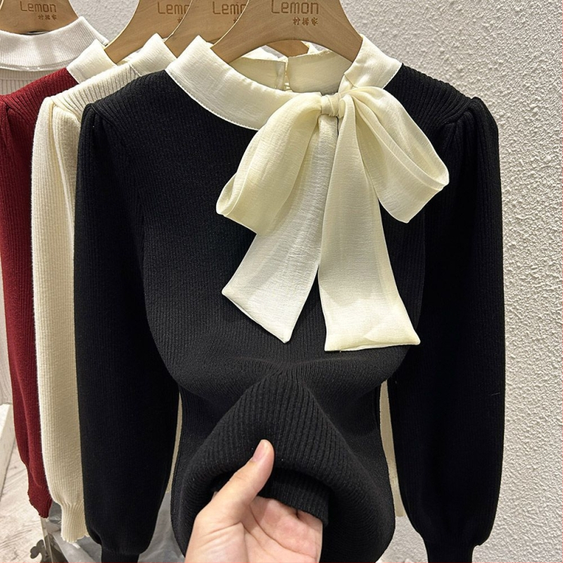 Pletený sveter z viskózového vlákna, so šálovým golierom, úzky strih, dlhé rukávy