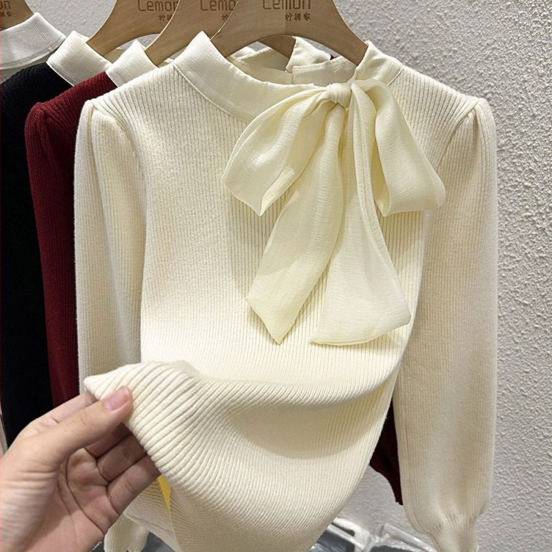 Pletený sveter z viskózového vlákna, so šálovým golierom, úzky strih, dlhé rukávy