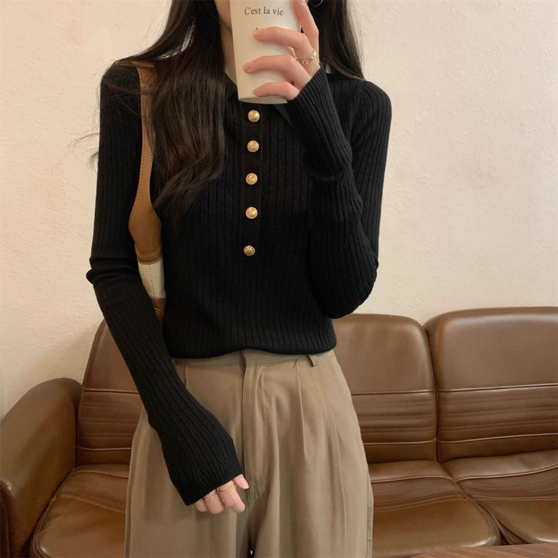 2026 novi ženski pleteni džemper s polo ovratnikom u francuskom stilu, elegantan sloj za jesen-zimu