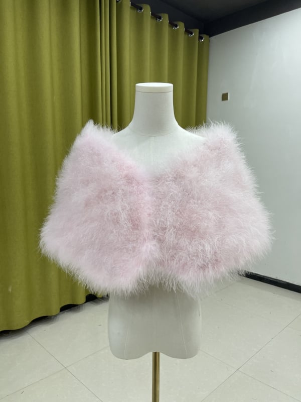 Ženski krzneni šal, zimski dodatak za vjenčanicu, produženi elegantni model, monokromatski uzorak (Krzno; Zima; Produženi; Monokromatski uzorak)