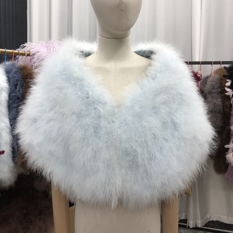 Ženski krzneni šal, zimski dodatak za vjenčanicu, produženi elegantni model, monokromatski uzorak (Krzno; Zima; Produženi; Monokromatski uzorak)