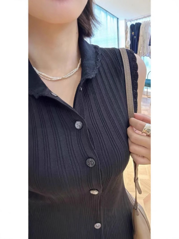 Kötött ruha V-nyakkal, A-vonalú hosszú ruhadarab, hosszú ujjú, magas derék (Ice Silk anyag, poliészter/nylon)