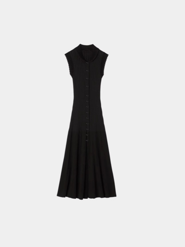 Kötött ruha V-nyakkal, A-vonalú hosszú ruhadarab, hosszú ujjú, magas derék (Ice Silk anyag, poliészter/nylon)