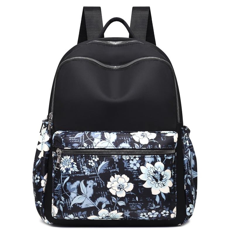 Γυναικείο σακίδιο με φλοράλ μοτίβο σε εθνοτικό στυλ, από Oxford ύφασμα, κάθετο τετράγωνο σχήμα, κλείσιμο με φερμουάρ, επένδυση από πολυεστέρα, Άνοιξη 2025.