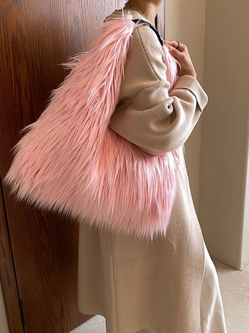 Geantă tote din pluș, formă de dumpling, închidere magnetică, căptușeală din piele sintetică, buzunar intern pentru telefon, fără curea, pentru utilizare zilnică, lansare iarna 2023