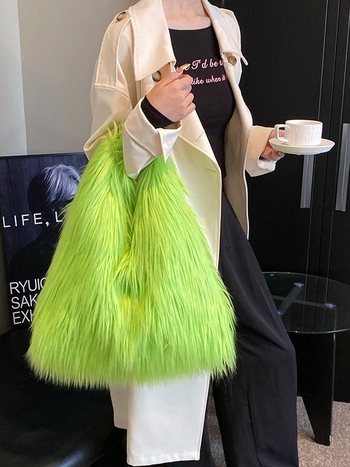 Geantă tote din pluș, formă de dumpling, închidere magnetică, căptușeală din piele sintetică, buzunar intern pentru telefon, fără curea, pentru utilizare zilnică, lansare iarna 2023