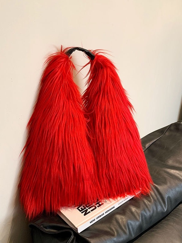 Geantă tote din pluș, formă de dumpling, închidere magnetică, căptușeală din piele sintetică, buzunar intern pentru telefon, fără curea, pentru utilizare zilnică, lansare iarna 2023