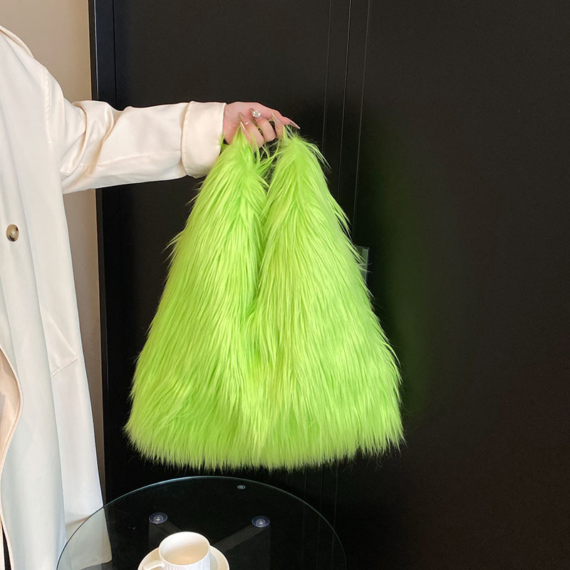 Geantă tote din pluș, formă de dumpling, închidere magnetică, căptușeală din piele sintetică, buzunar intern pentru telefon, fără curea, pentru utilizare zilnică, lansare iarna 2023