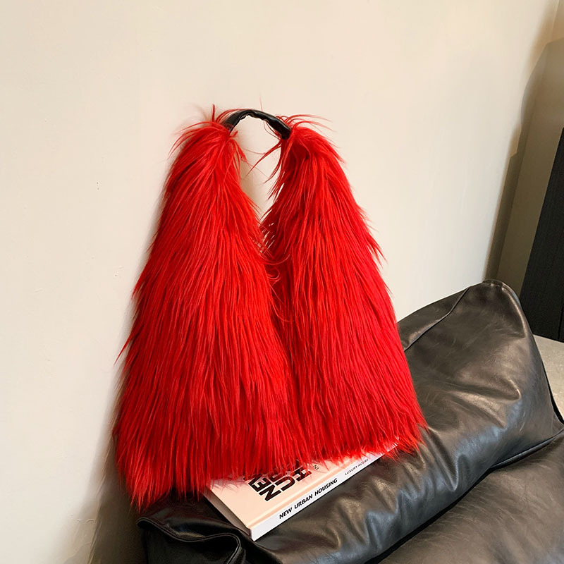 Geantă tote din pluș, formă de dumpling, închidere magnetică, căptușeală din piele sintetică, buzunar intern pentru telefon, fără curea, pentru utilizare zilnică, lansare iarna 2023