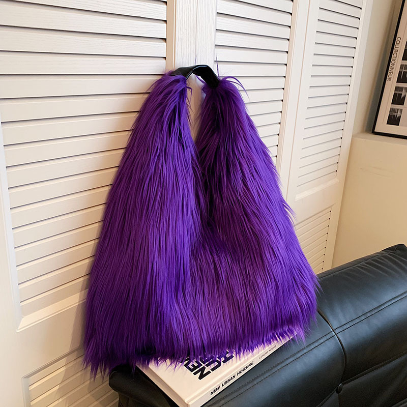 Geantă tote din pluș, formă de dumpling, închidere magnetică, căptușeală din piele sintetică, buzunar intern pentru telefon, fără curea, pentru utilizare zilnică, lansare iarna 2023