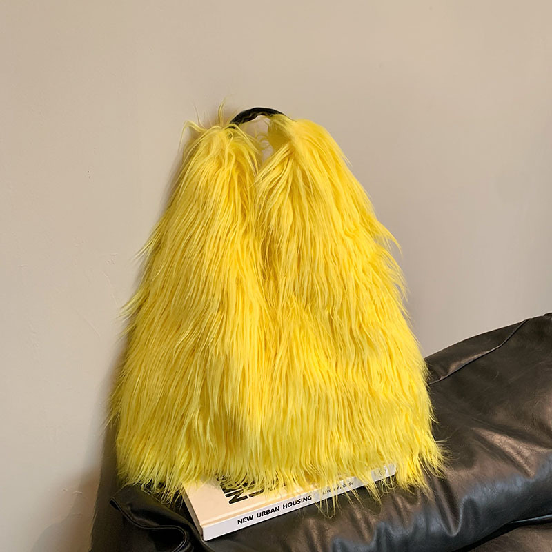 Geantă tote din pluș, formă de dumpling, închidere magnetică, căptușeală din piele sintetică, buzunar intern pentru telefon, fără curea, pentru utilizare zilnică, lansare iarna 2023