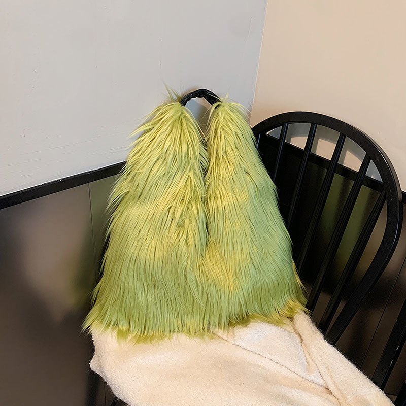 Geantă tote din pluș, formă de dumpling, închidere magnetică, căptușeală din piele sintetică, buzunar intern pentru telefon, fără curea, pentru utilizare zilnică, lansare iarna 2023