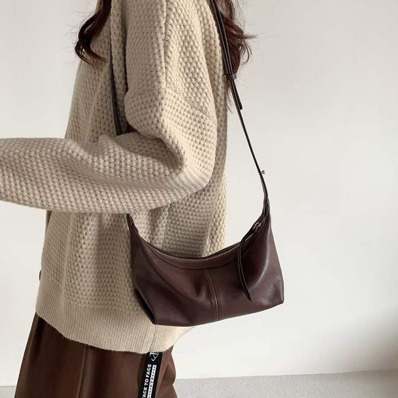 Prilagodljiva ženska torbica od prave kože, mekana ovčja koža s rastlinskim premazom, dumpling oblik, mala veličina, za dnevnu uporabu, preko ramena ili crossbody