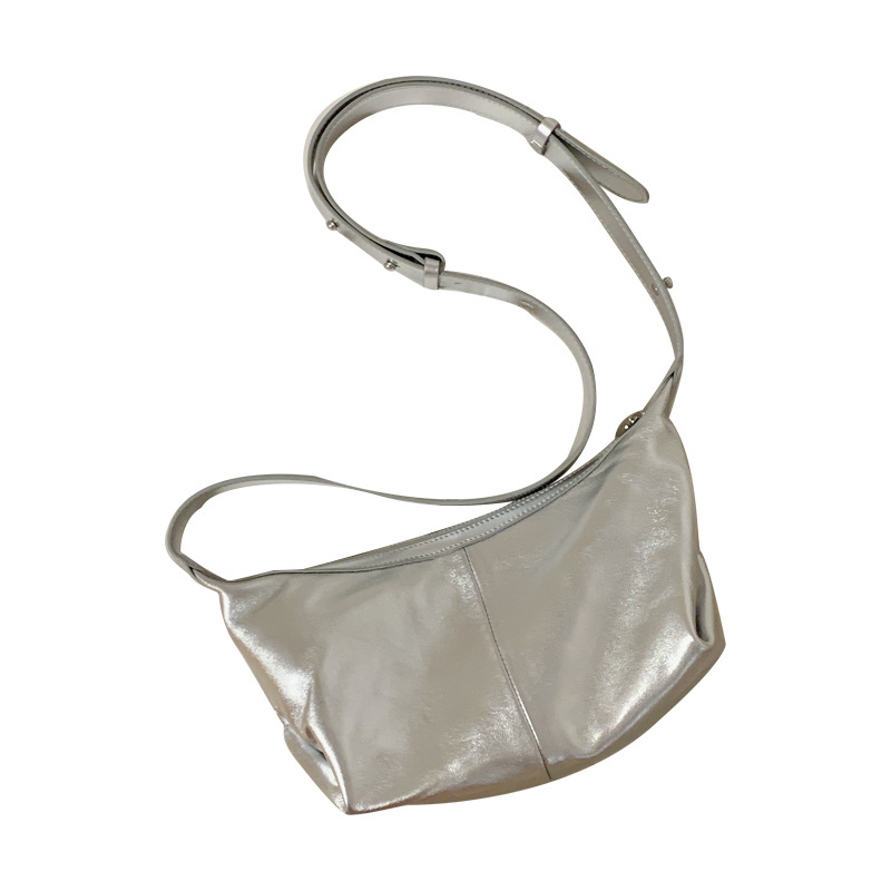 Prilagodljiva ženska torbica od prave kože, mekana ovčja koža s rastlinskim premazom, dumpling oblik, mala veličina, za dnevnu uporabu, preko ramena ili crossbody