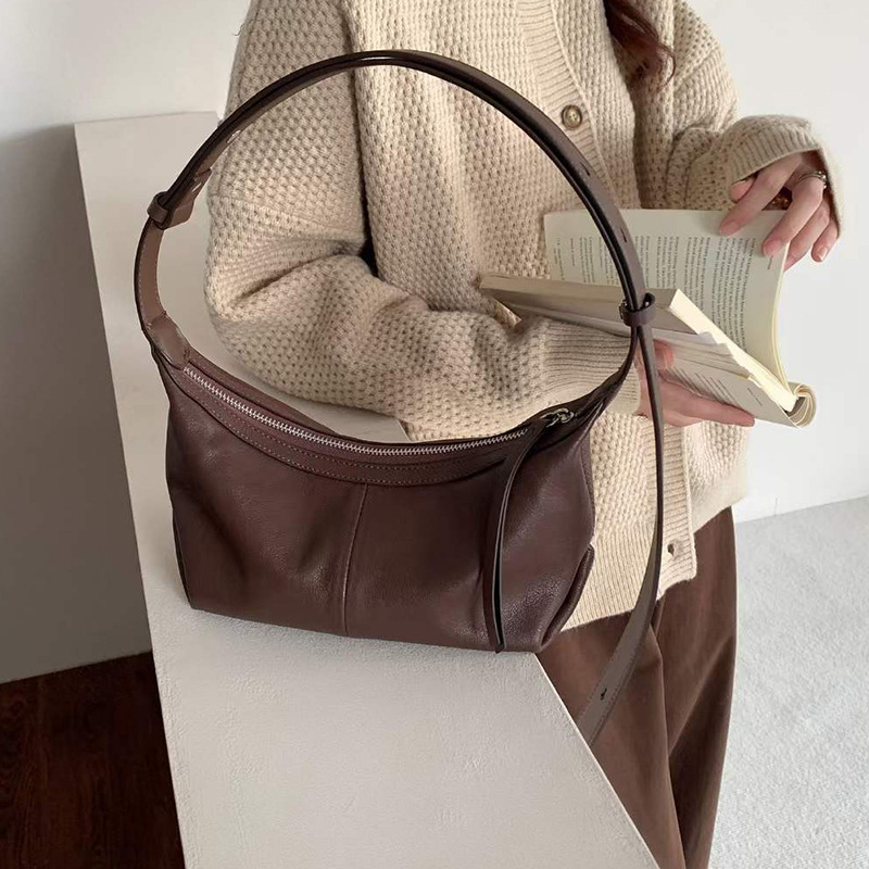 Prilagodljiva ženska torbica od prave kože, mekana ovčja koža s rastlinskim premazom, dumpling oblik, mala veličina, za dnevnu uporabu, preko ramena ili crossbody