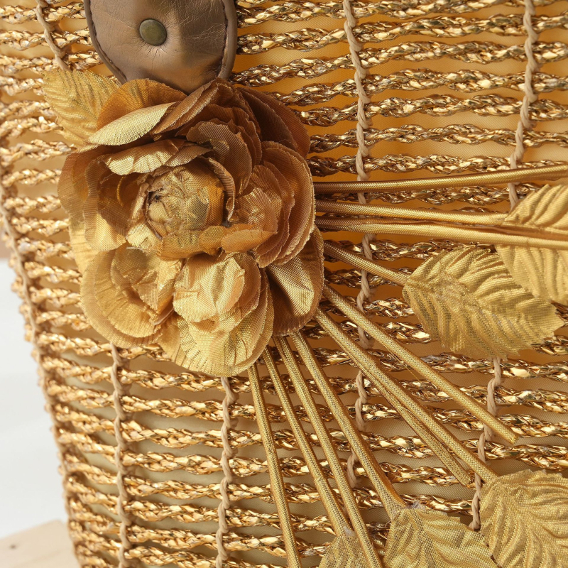 Torba od slame, pletena - gradski minimalistički stil, zatvaranje šnuralom, poliester podstava, uspravni pravokutni oblik