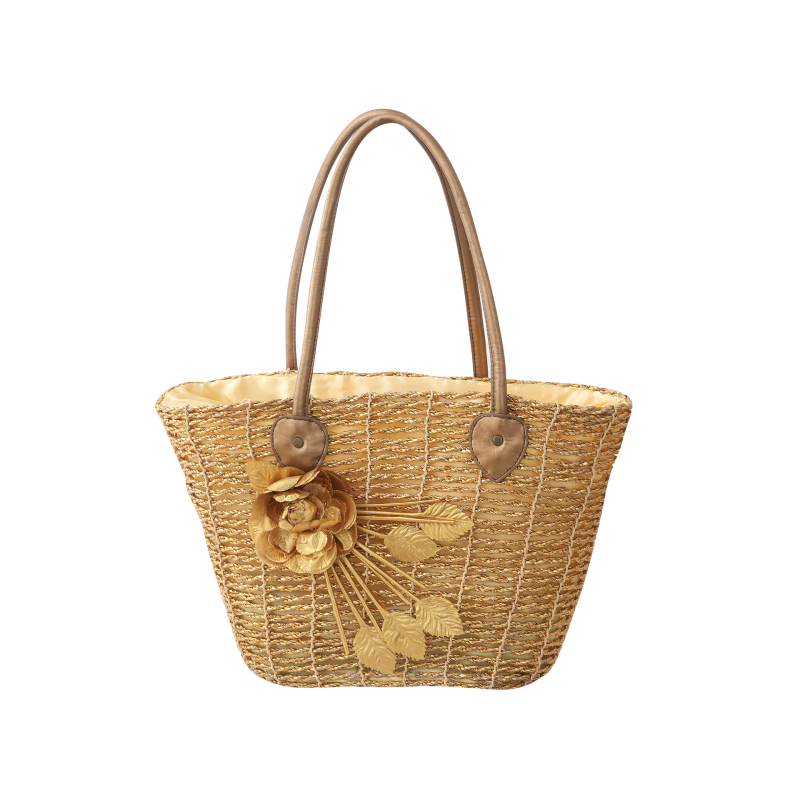 Torba od slame, pletena - gradski minimalistički stil, zatvaranje šnuralom, poliester podstava, uspravni pravokutni oblik