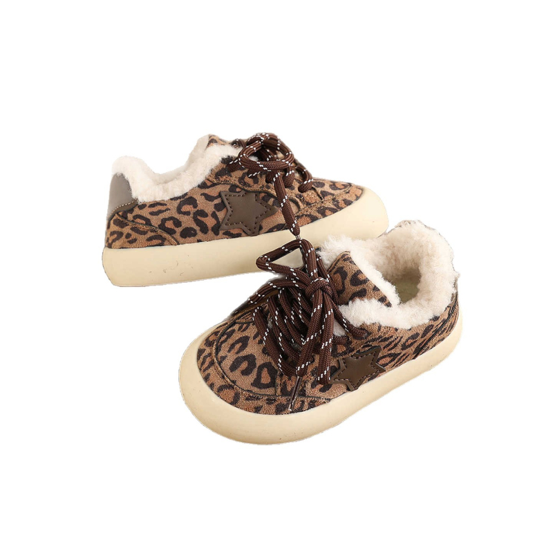 Dječje tenisice s Velcro kopčanjem i debelim đonom, gornji dio od umjetne kože, protuklizne, održavaju toplinu, otporne na habanje, za uzrast 4–12, jesen–zima