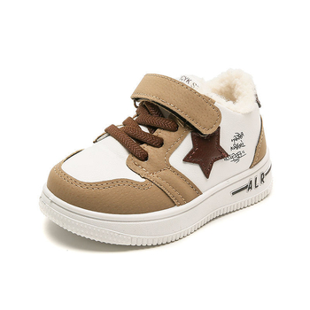 Dječje tenisice za skateboard s Velcro zatvaračem, gornji dio Ultrafilm koža, gumena potplat, ulošak od umjetne vune, toplo i protuklizno za jesen-zimu.