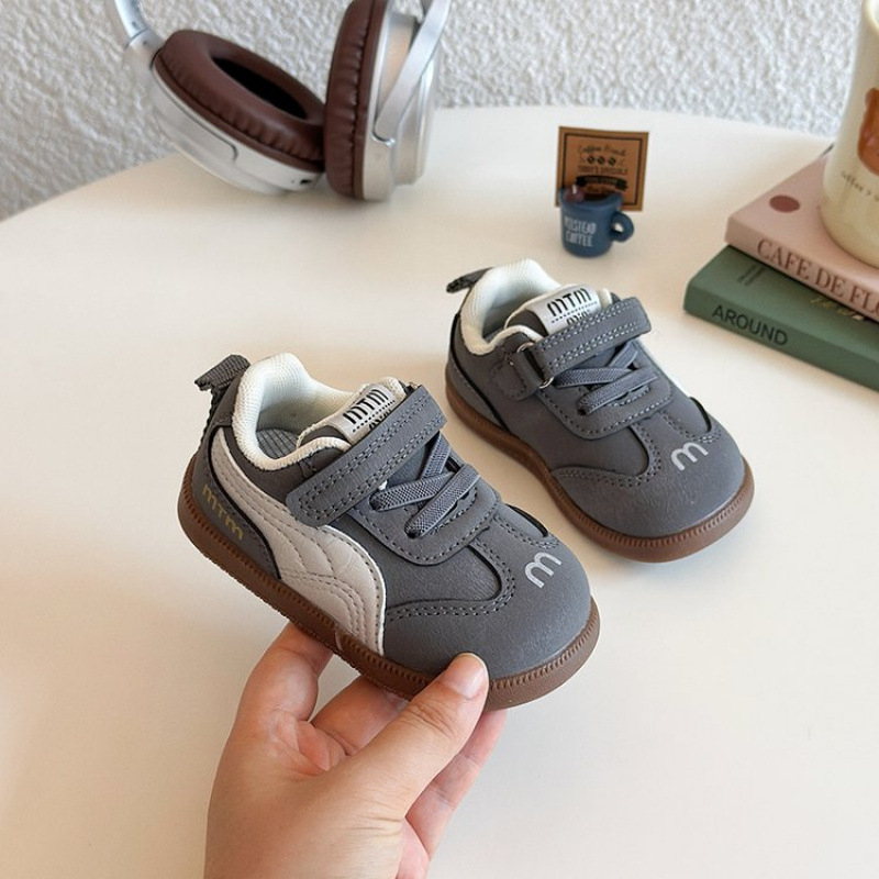 Unisex dječje tenisice za uzrast 1–4 godine, jesen 2025, prozračne sintetičke kožne tenisice s Velcro kopčom, mekana gumena potplat
