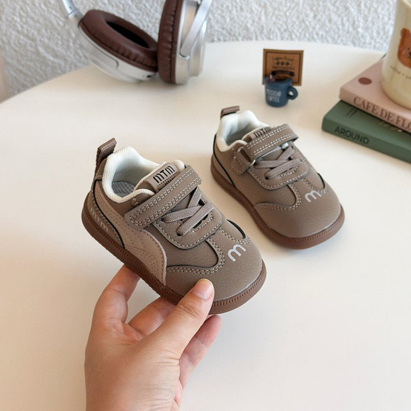 Unisex dječje tenisice za uzrast 1–4 godine, jesen 2025, prozračne sintetičke kožne tenisice s Velcro kopčom, mekana gumena potplat