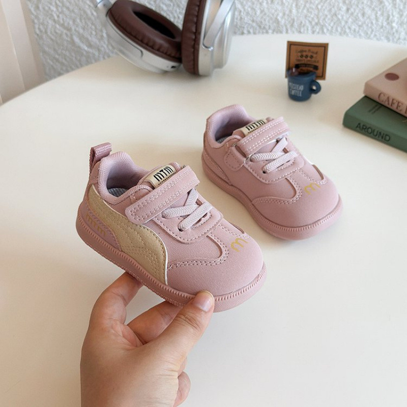 Unisex dječje tenisice za uzrast 1–4 godine, jesen 2025, prozračne sintetičke kožne tenisice s Velcro kopčom, mekana gumena potplat