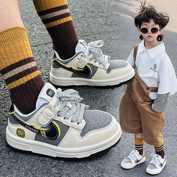 Dječje tenisice s debelim potplatom i Velcro zatvaračem, unisex, prugasti uzorak, PU gornji dio i gumeni potplat, Korejska verzija, niski vrh, za zimu, zimu, proljeće i jesen